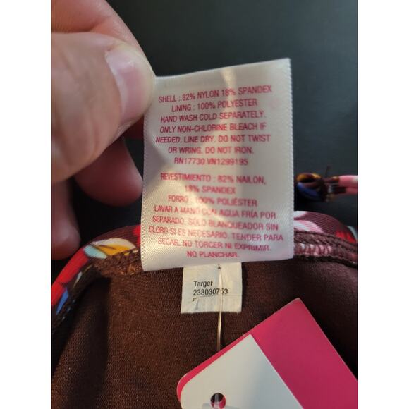 NWT Xhilaration XS hipster brown/red floral bikini bathing suit bottom - Picture 3 of 5